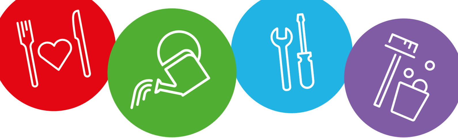 Icons mit Symbolen für die verschiedenen Dienstleistungen